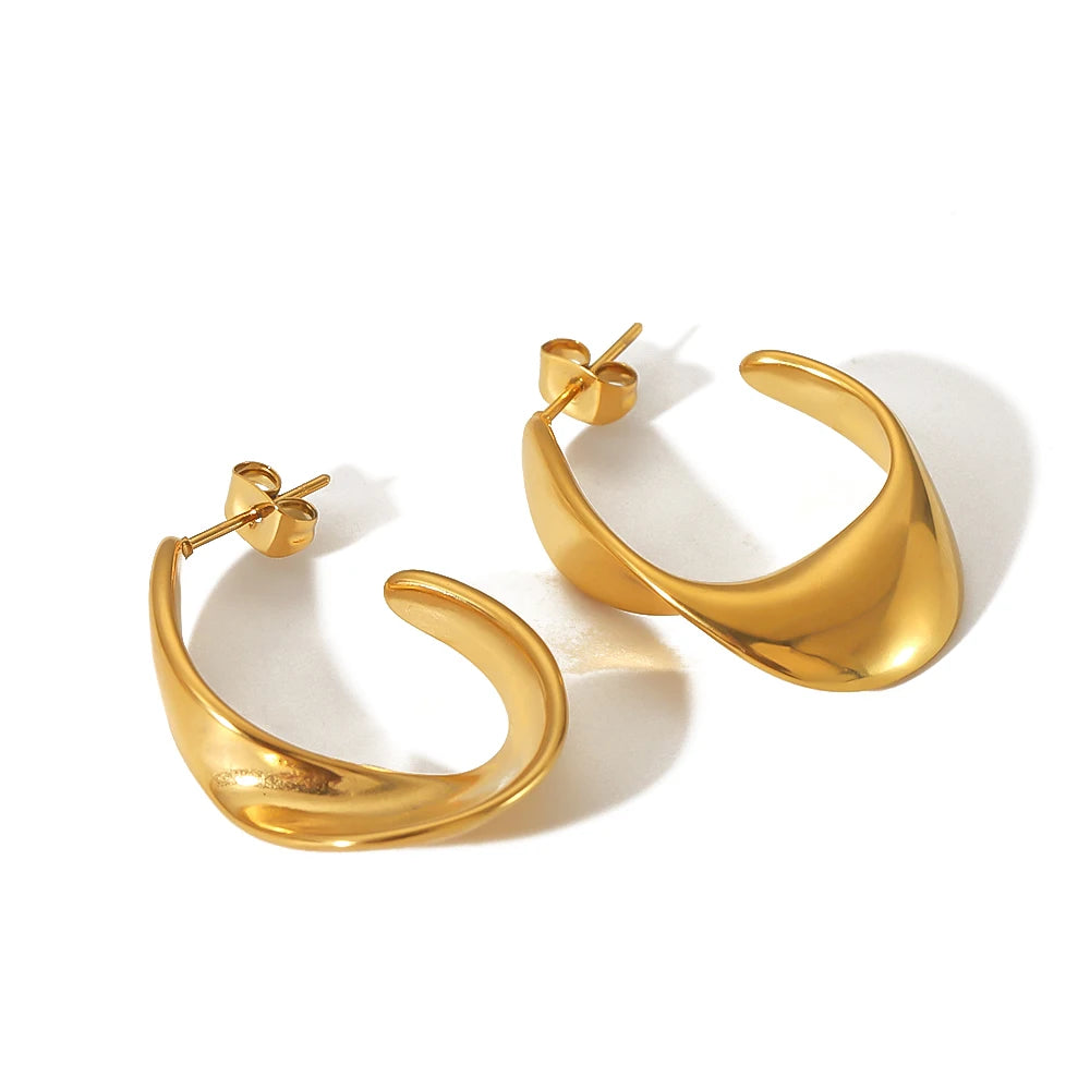 Modern Curled Hoop Earrings