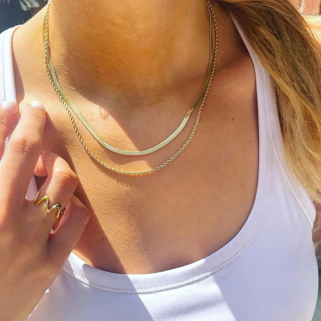 Golden Herringbone Double Choker